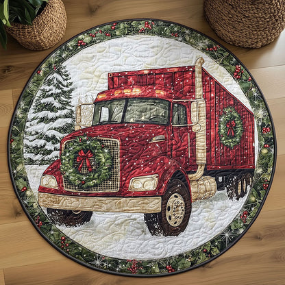 Cozy Red Truck WN1111013CL Quilted Round Mat