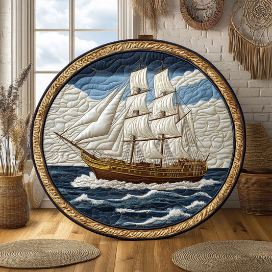 Sailboat In Sea WY0206041CL Quilted Round Mat