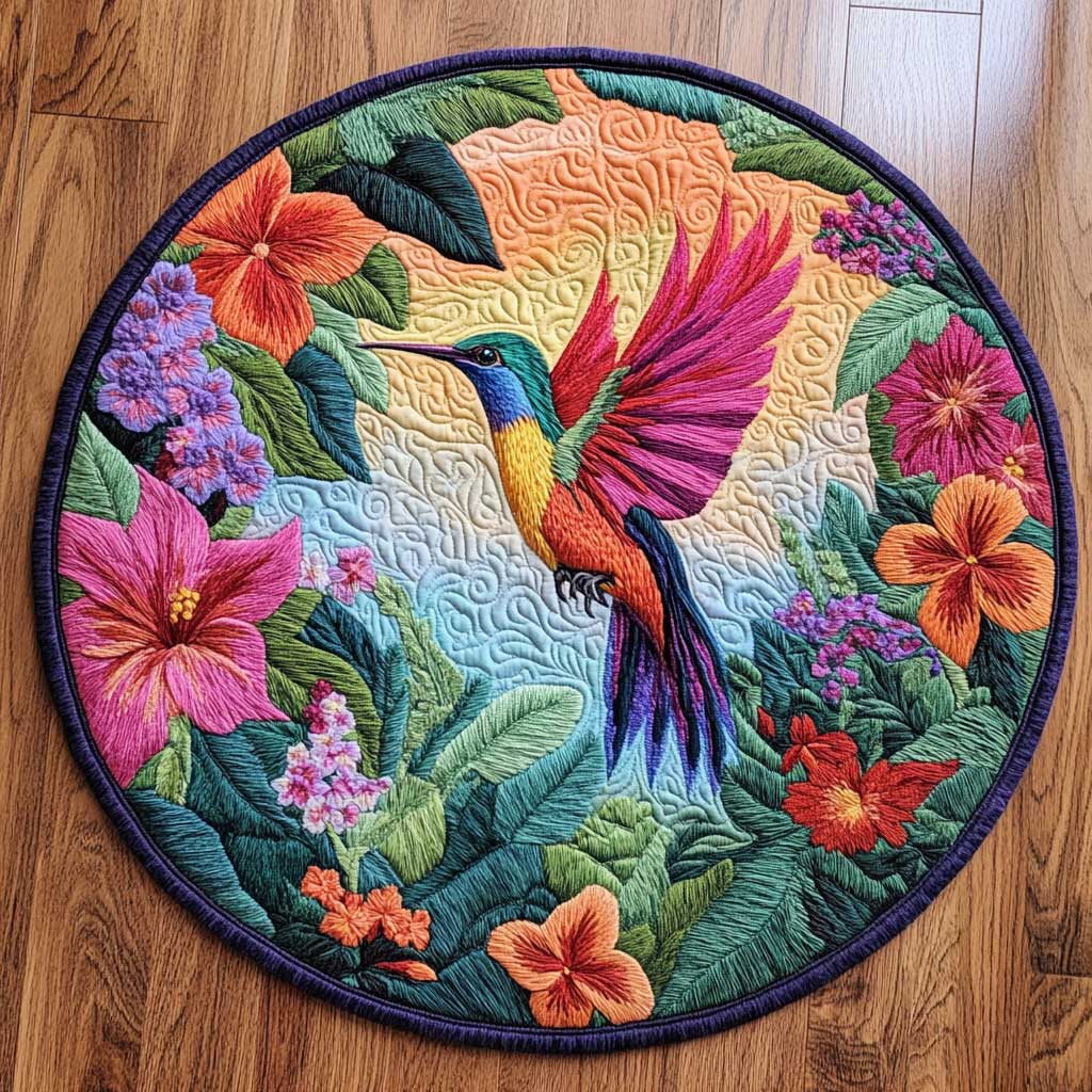 Tropical Hummingbird WN2904054CL Quilted Round Mat