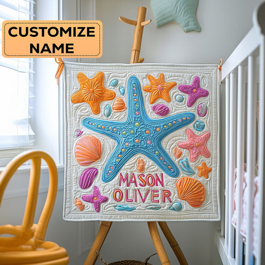 Starfish Splash WY3007039CL Personalized Baby Quilt