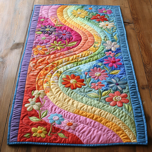 Floral Rainbow Wave WP0705039CL Quilted Table Runner
