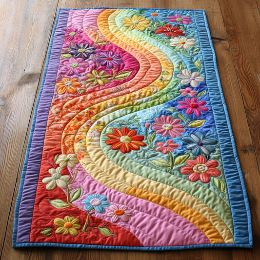 Floral Rainbow Wave WP0705039CL Quilted Table Runner