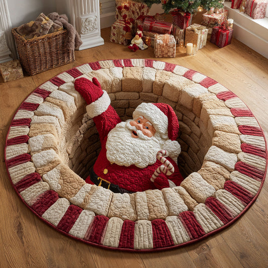 Santa Popping Up CW1811069CL Quilted Round Mat