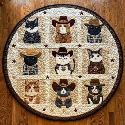 Cats With Cowboy Hats WY2008076CL Quilted Round Mat