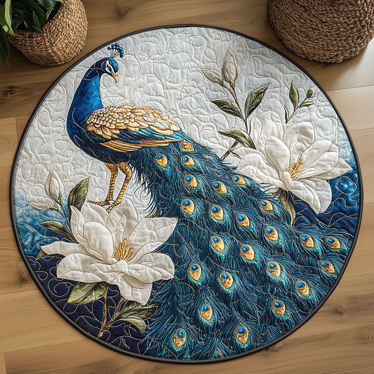 Beautiful Peacock WY2003120CL Quilted Round Mat