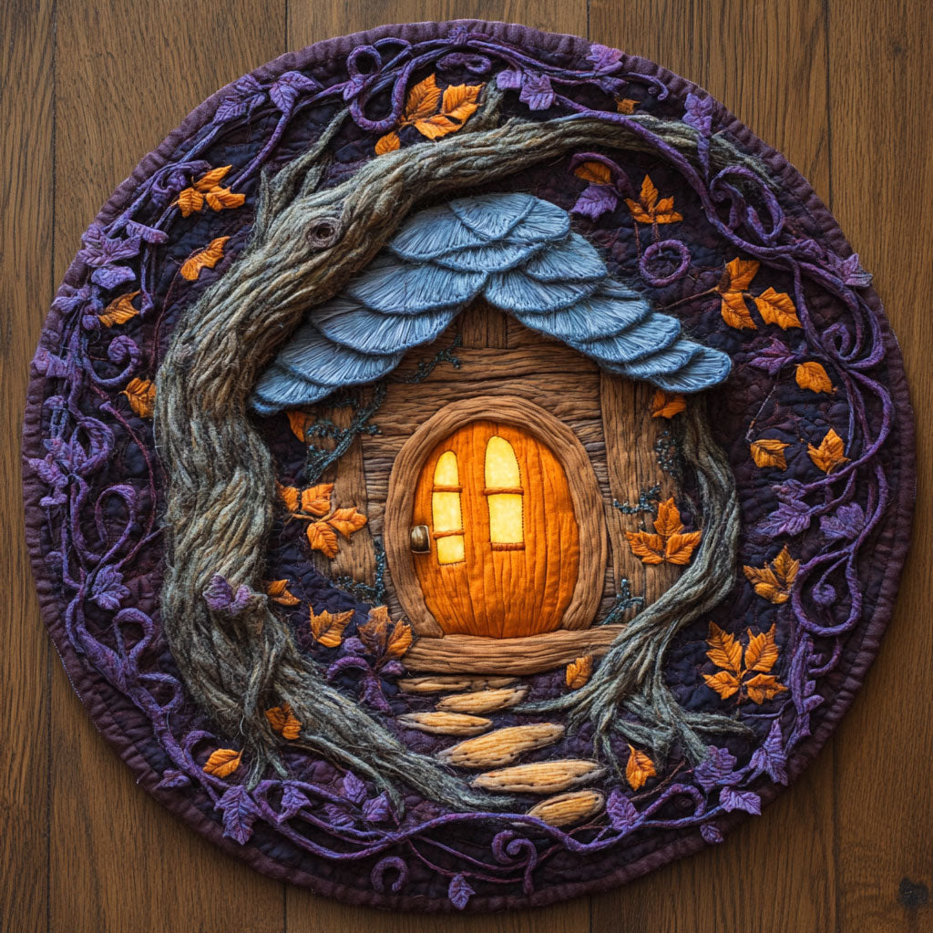 Pumpkin Fairy Cabin WN1507063CL Quilted Round Mat