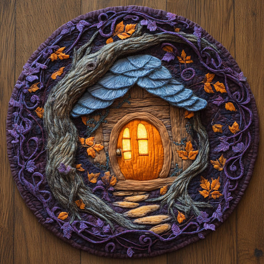 Pumpkin Fairy Cabin WN1507063CL Quilted Round Mat