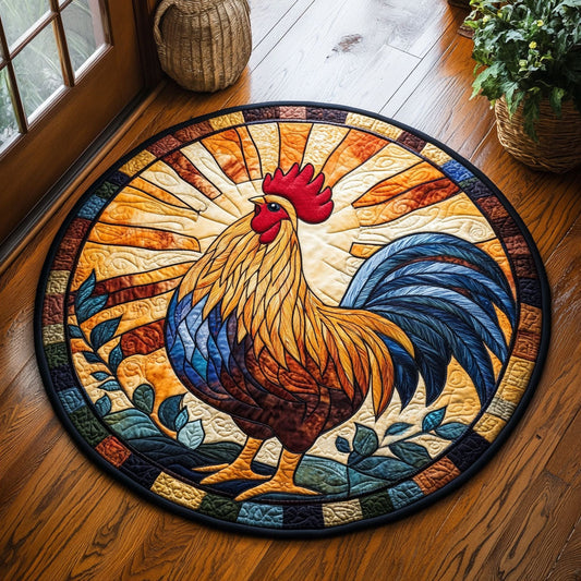 Chicken Morning WX2605011CL Quilted Round Mat