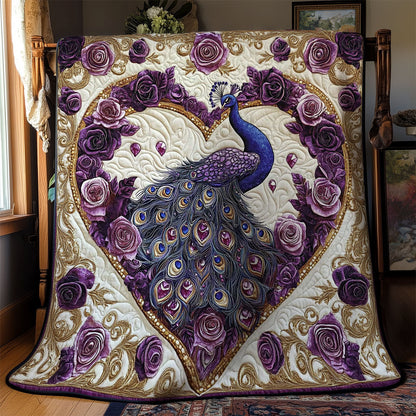 Peacock And Flower Heart WY2301072CL Quilt