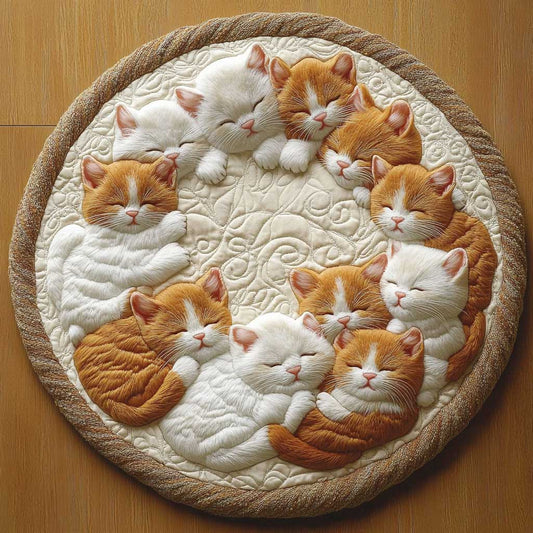 Fluffy Cat WN2203038CL Quilted Round Mat