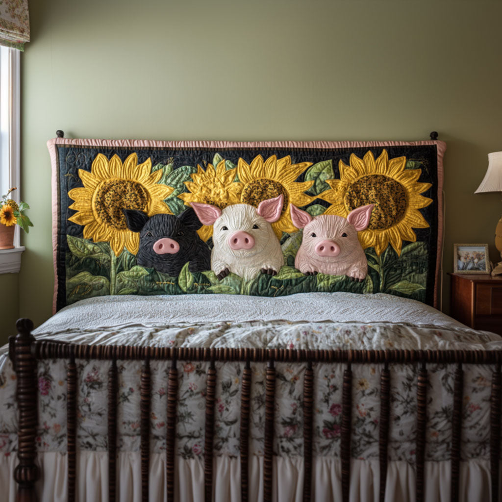 Sunflower Farm Piggies KL1612012CL Quilted Headboard Slipcover