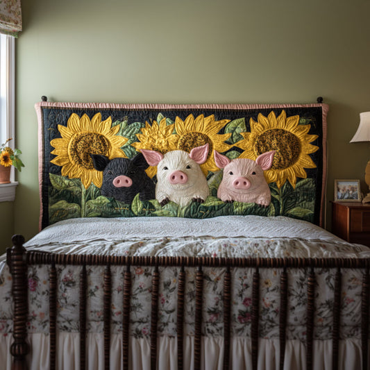 Sunflower Farm Piggies KL1612012CL Quilted Headboard Slipcover