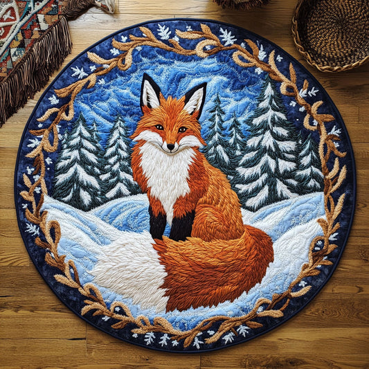 Fox In Snow Forest WY3006077CL Quilted Round Mat