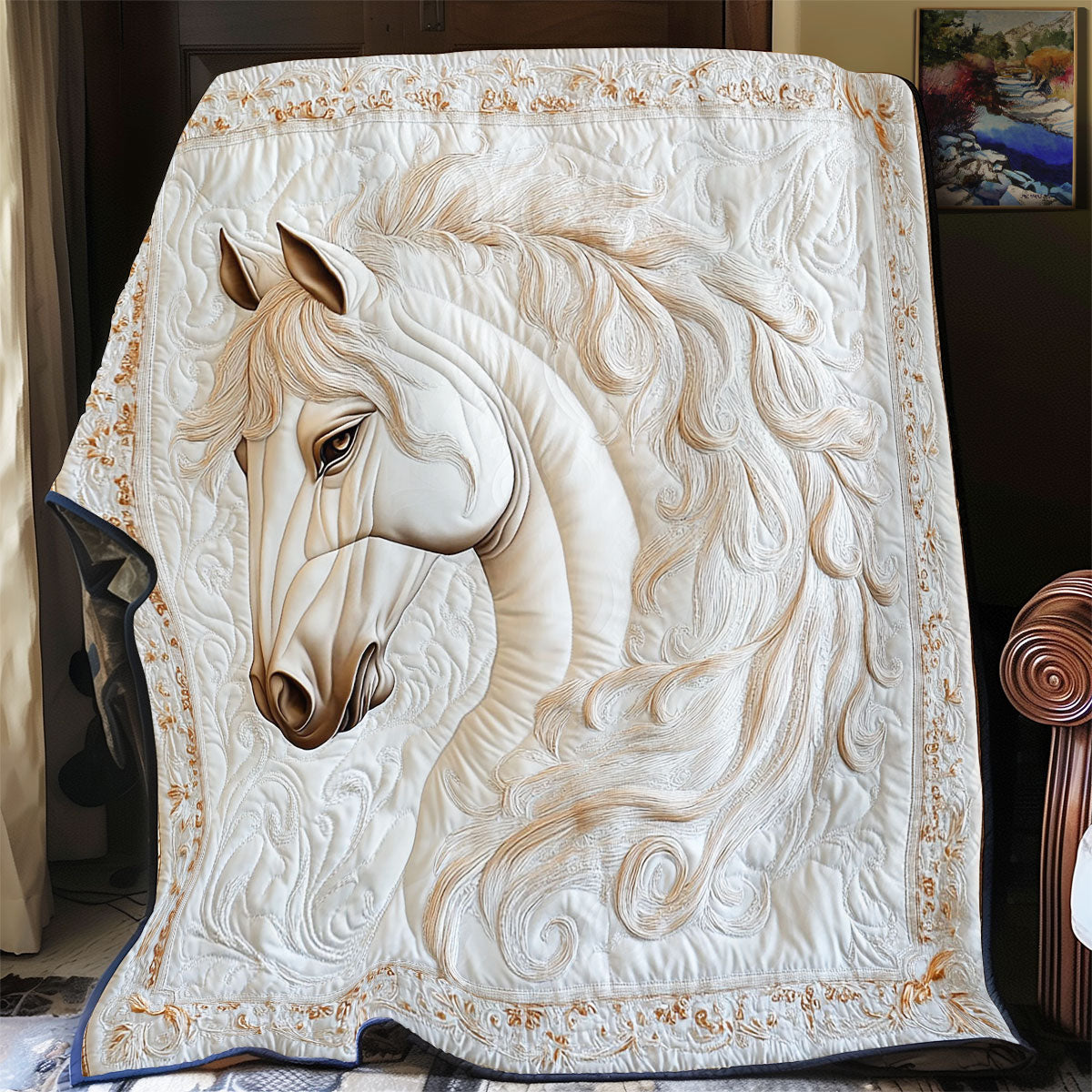 Beautiful White Horse WY1801051CL Quilt