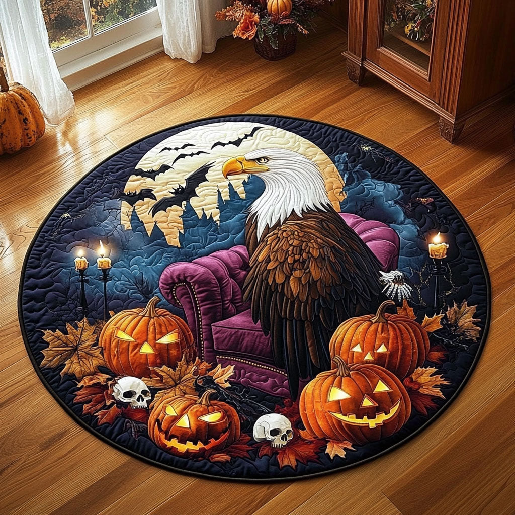 Eagle In Halloween Moonlight WY2108029CL Quilted Round Mat