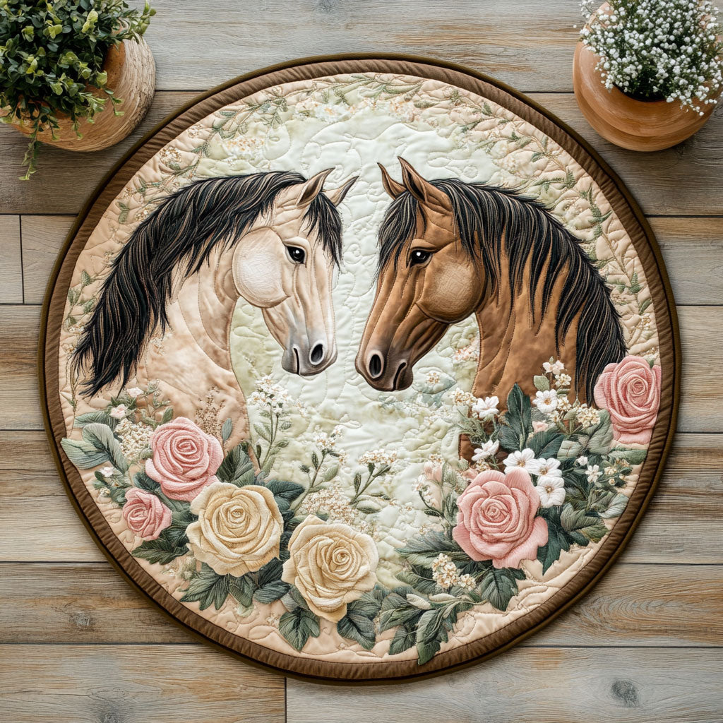 Floral Horse CW1207020CL Quilted Round Mat