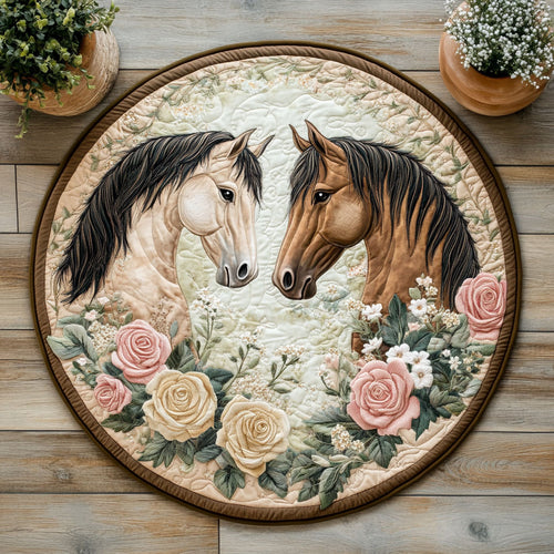 Floral Horse CW1207020CL Quilted Round Mat