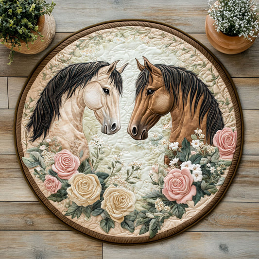 Floral Horse CW1207020CL Quilted Round Mat