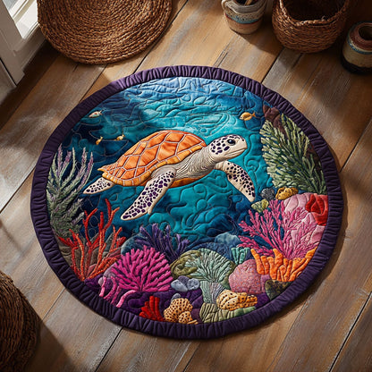Coral Reef Turtle WY0206018CL Quilted Round Mat
