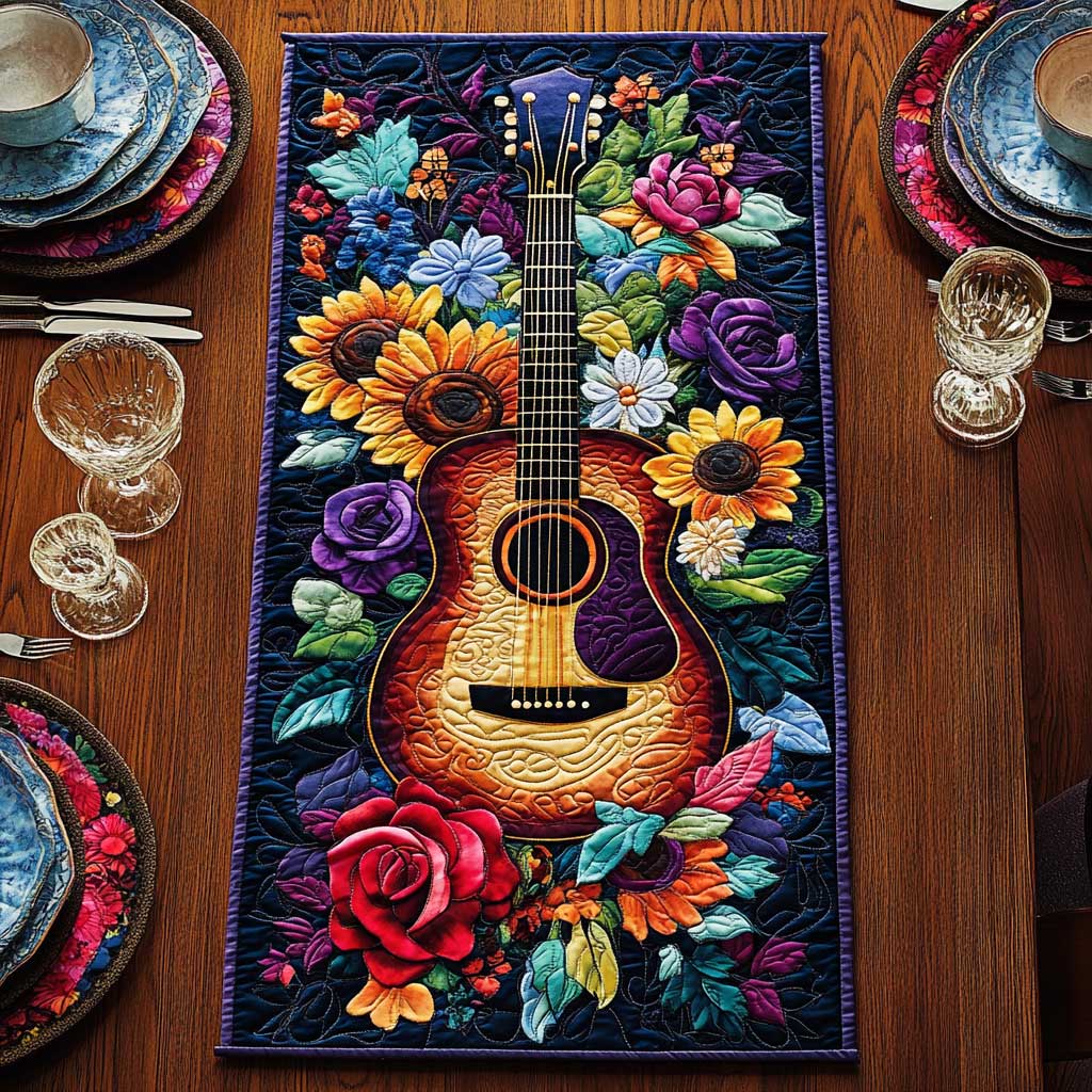 Colorful Guitar CQ2604002CL Quilted Table Runner