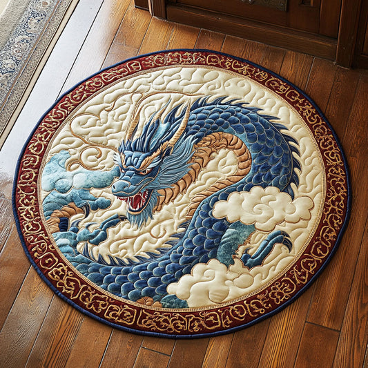 Blue Asian Dragon CP2107014CL Quilted Round Mat