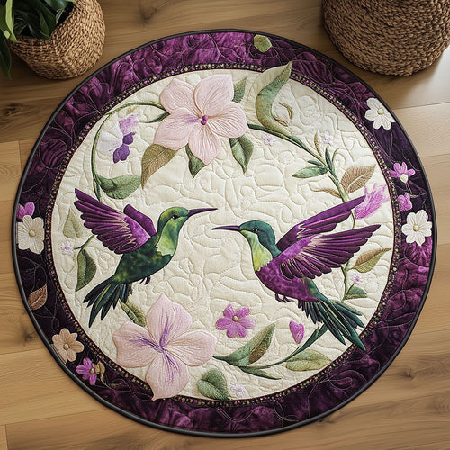 Purple Blooms WY2203082CL Quilted Round Mat