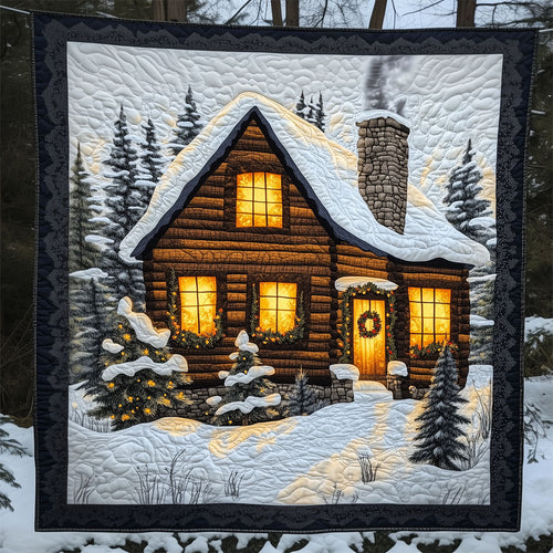 Cozy Wooden Christmas House LT2509003CL Quilt