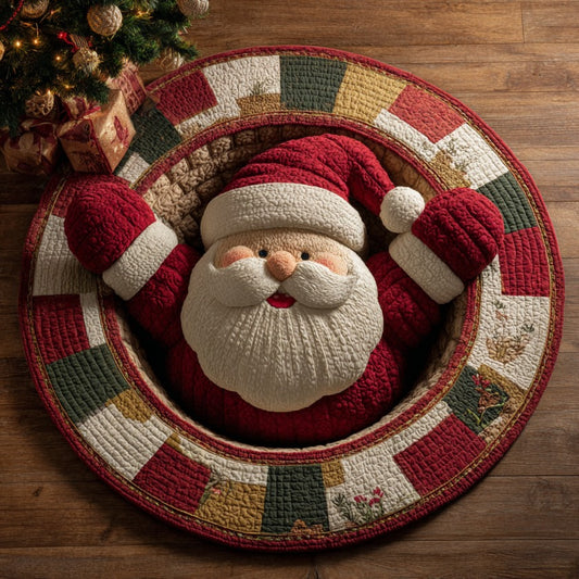 Cheerful Santa XR2809003CL Quilted Round Mat