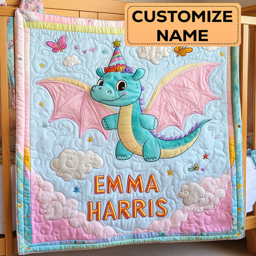 Sweet Little Dragon CW2507019CL Personalized Baby Quilt