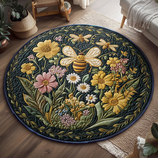 Floral Rug WY2203043CL Quilted Round Mat