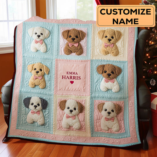 Puppy Love CW2807056CL Personalized Baby Quilt