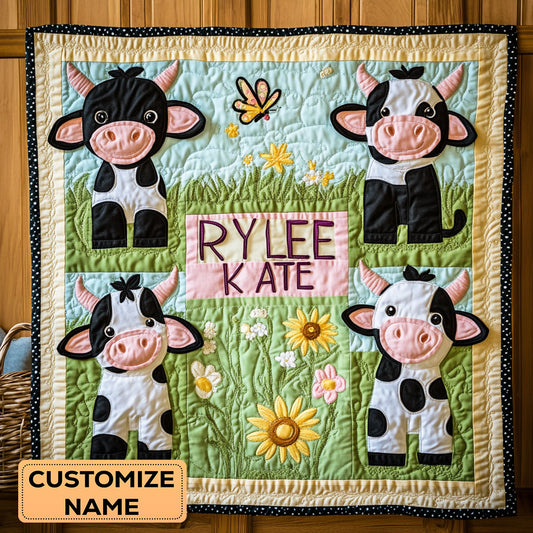 Baby Cow Meadow WY2607001CL Personalized Baby Quilt