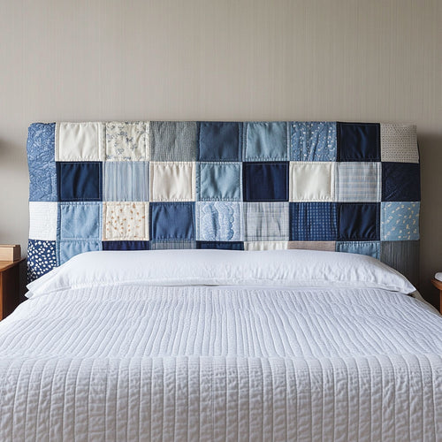Denim Patchwork QA1912008CL Quilted Headboard Slipcover