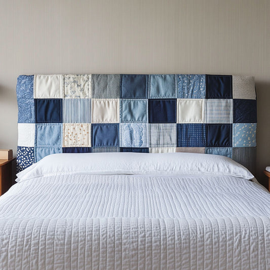 Denim Patchwork QA1912008CL Quilted Headboard Slipcover