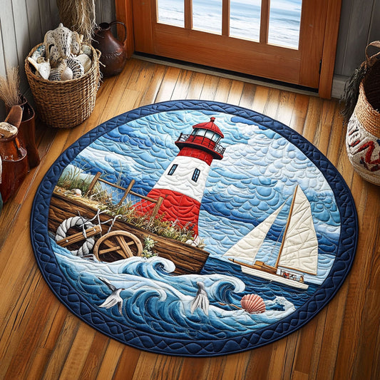 Ocean Breeze Lighthouse WY3006130CL Quilted Round Mat