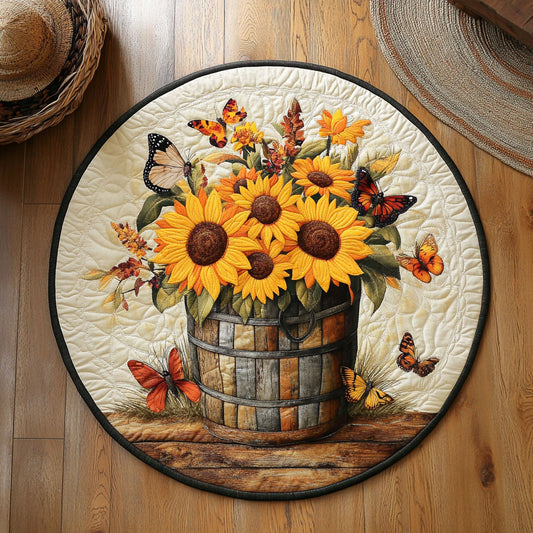 Rustic Sunflower Garden WY0107005CL Quilted Round Mat