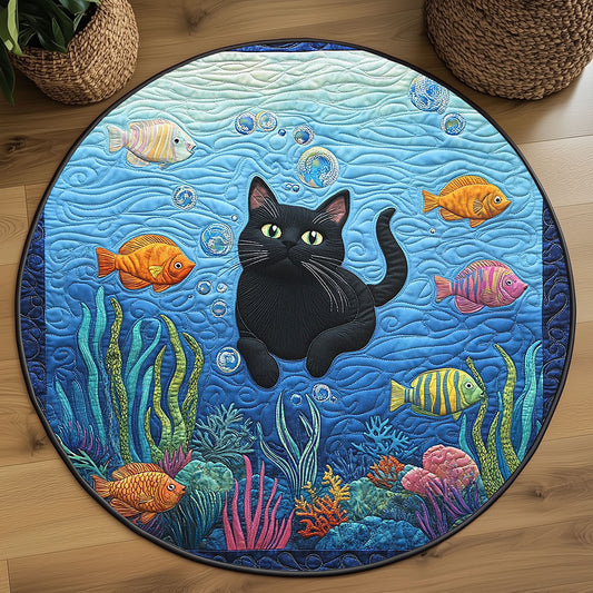 Aqua Cat Chronicles WP2003069CL Quilted Round Mat