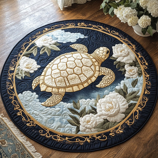Turtle Peony Bloom CW2207034CL Quilted Round Mat