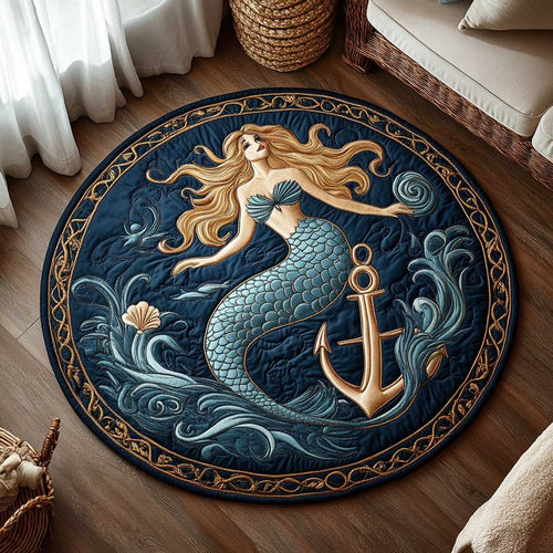 Golden Tides Mermaid WN1703012CL Quilted Round Mat