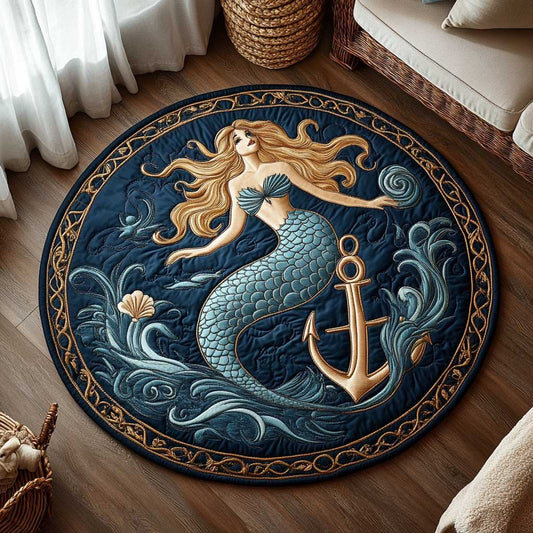 Golden Tides Mermaid WN1703012CL Quilted Round Mat