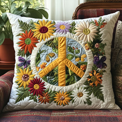 Floral Peace Sign CW1007019CL Quilt Pillow Case