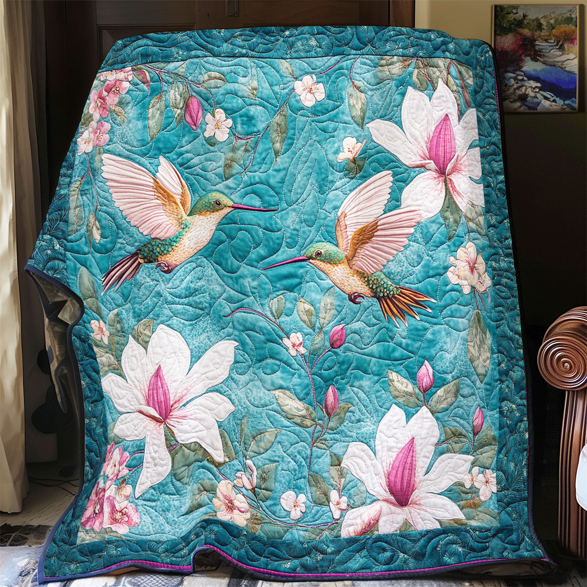 Beautiful Hummingbird In Magnolia WY2003058CL Quilt