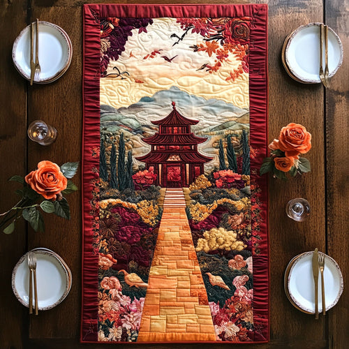 Temple In Bloom CP2805014CL Quilted Table Runner