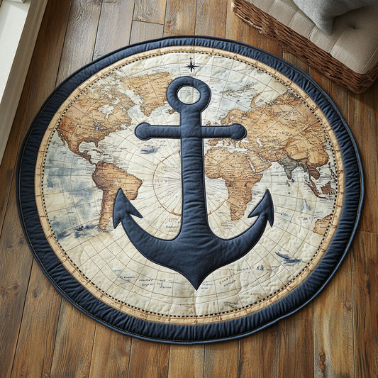 Nautical Anchor CW2807049CL Quilted Round Mat