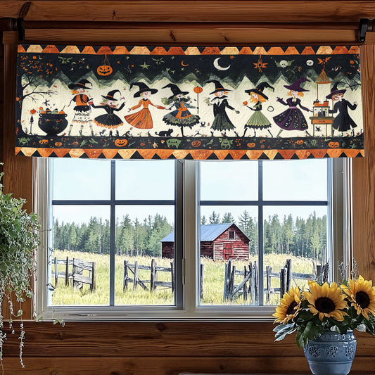 Pumpkin Witch Parade WN0108036CL Quilted Valance
