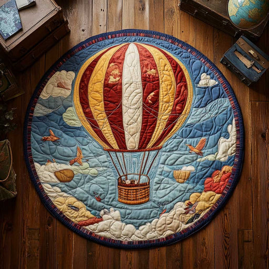 Whimsical Hot Air Balloon WN0304042CL Quilted Round Mat