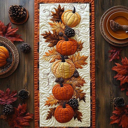 Autumn Pumpkin Parade WX0307007CL Quilted Table Runner