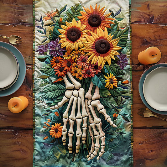 Skull Flower CW3004067CL Quilted Table Runner