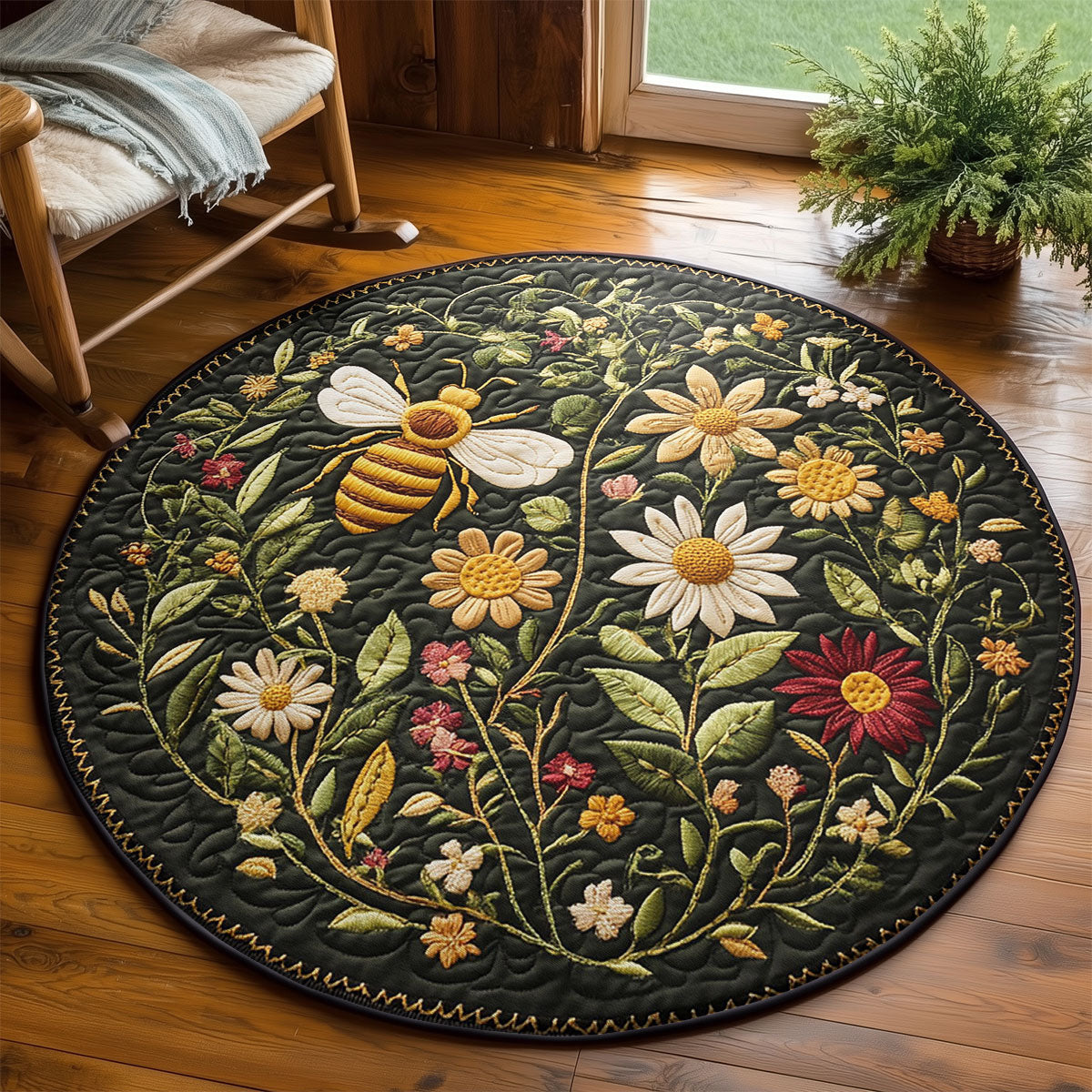 Golden Garden WY2203048CL Quilted Round Mat