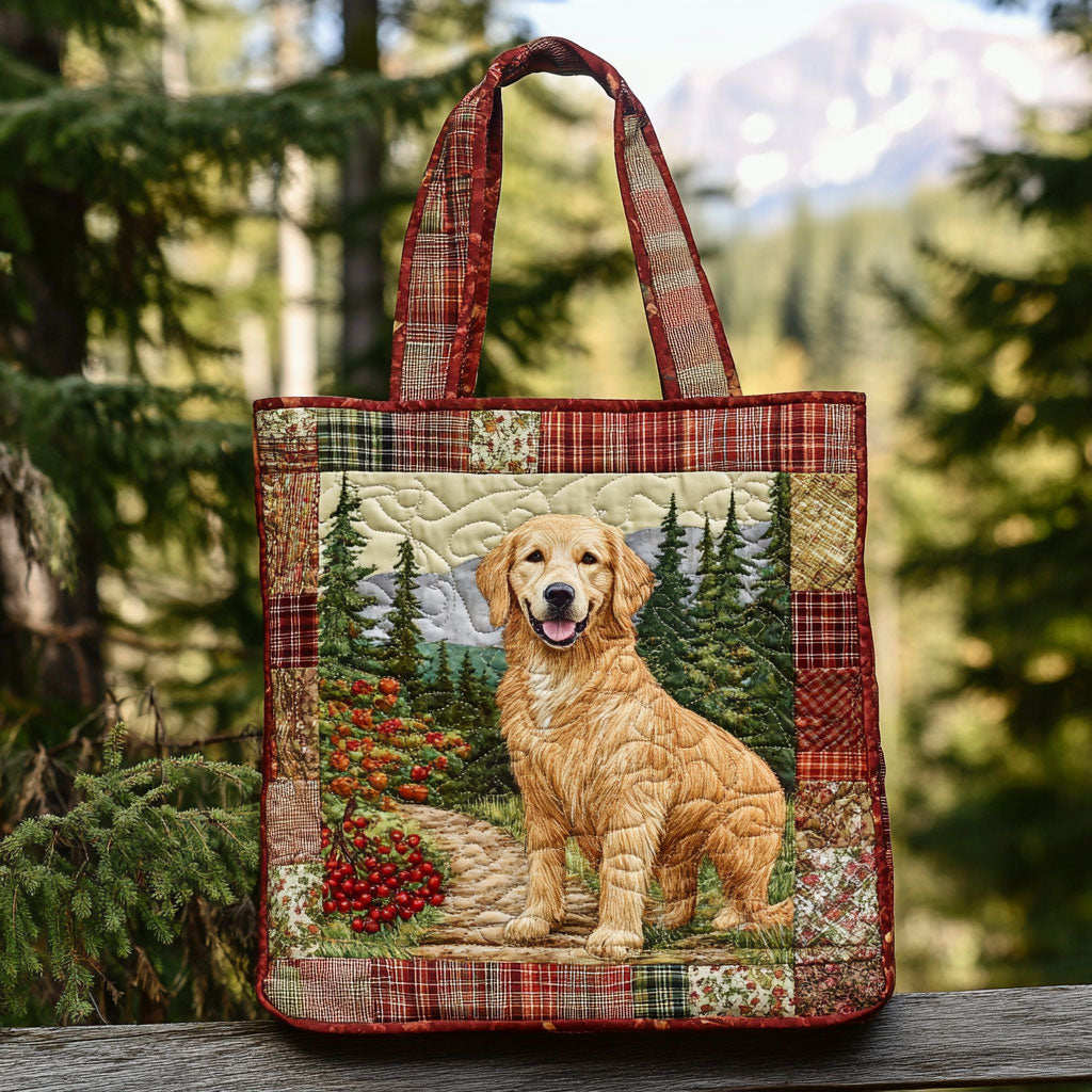 Golden Retriever Under the Tree WN0611060CL Quilted Tote Bag